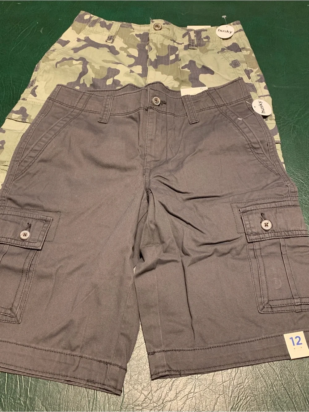 Kids Cargo Shorts Bundle 3 - Khaki, Charcoal and Green Camo